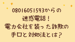 08016051593からの迷惑電話!電力会社を装った詐欺の手口と対処法とは?